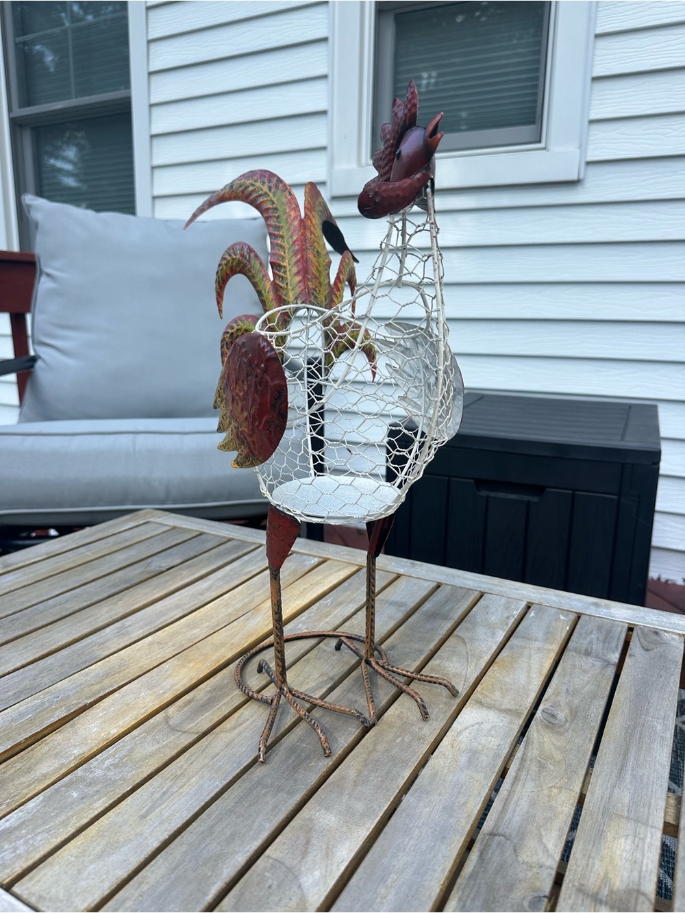 Decorative Metal Rooster Wire Basket